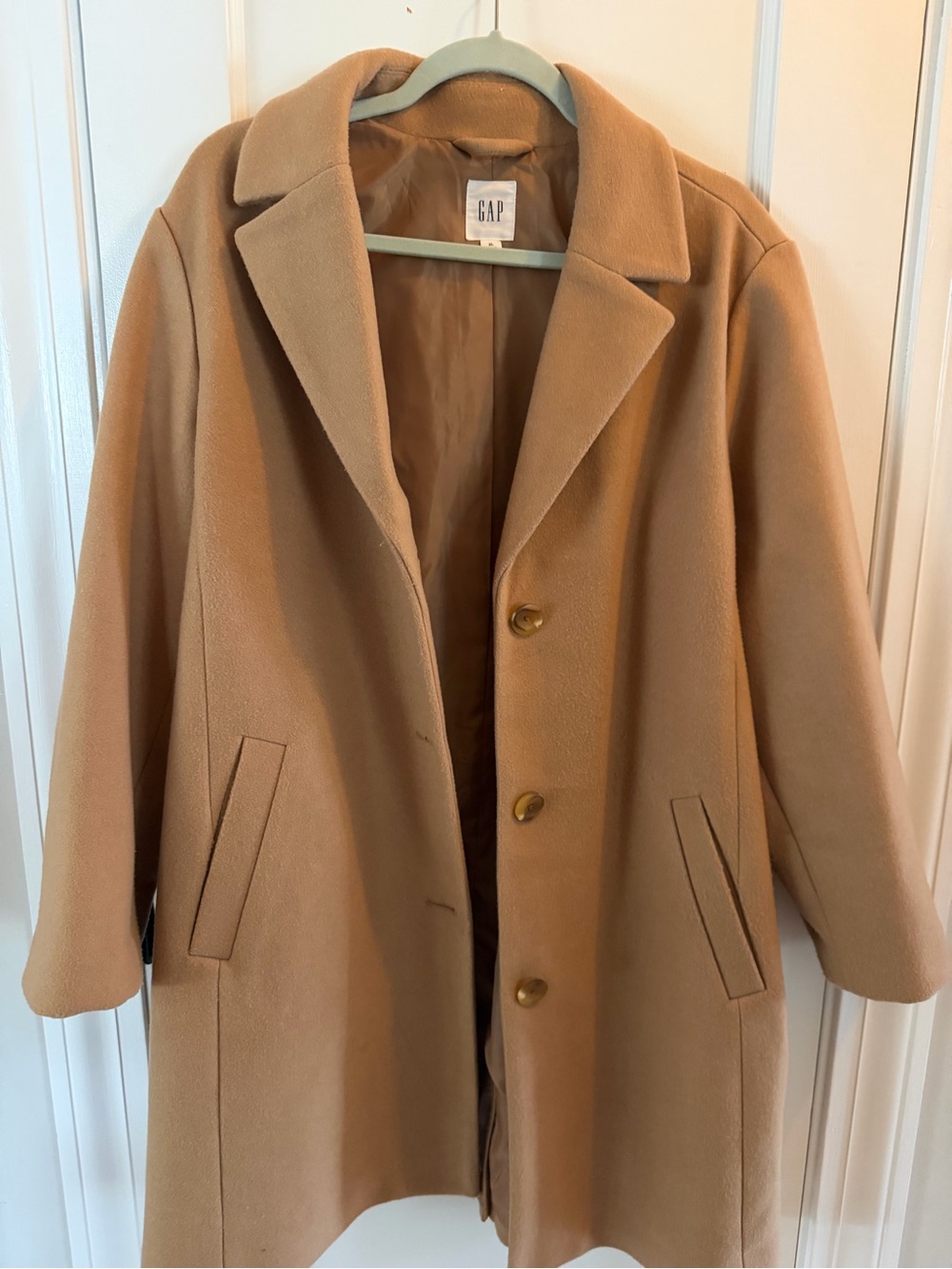GAP Tan Wool-Blend Single-Breasted Coat